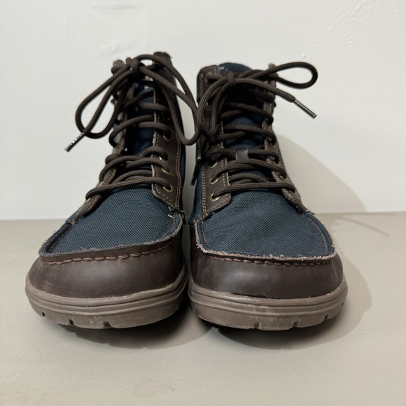 Lems Boulder Boots Size 42 Blue Brown Leather Mesh Barefoot Wide Toe - Picture 4 of 16